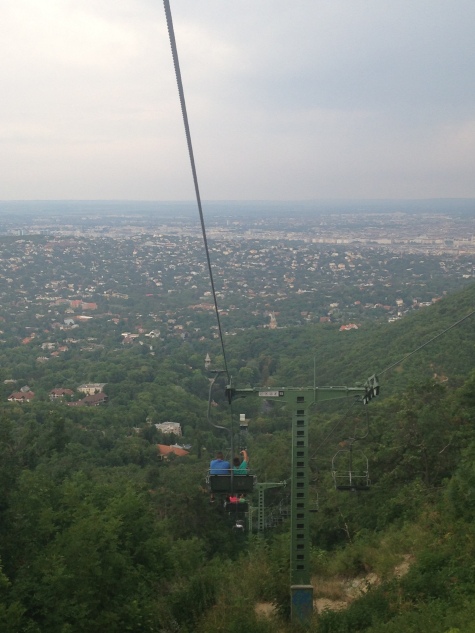 Chair lift view to the city